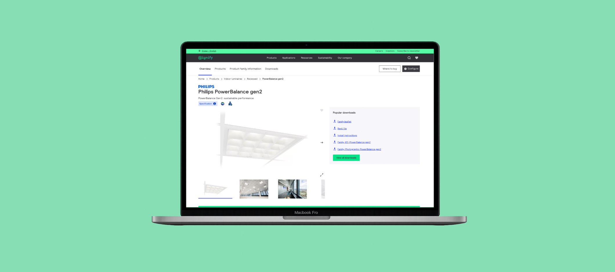 Signify product family page mock-up