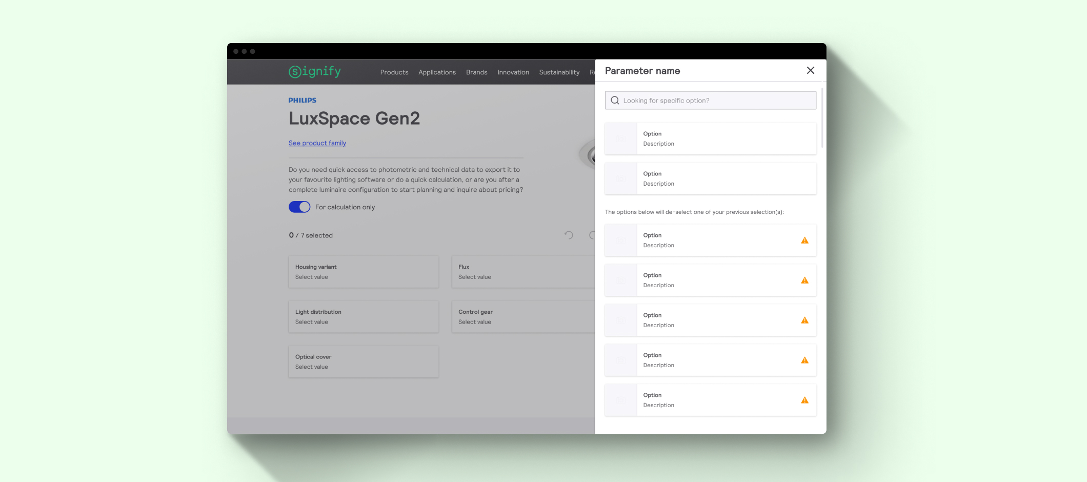 Signify Lighting configurator force selection