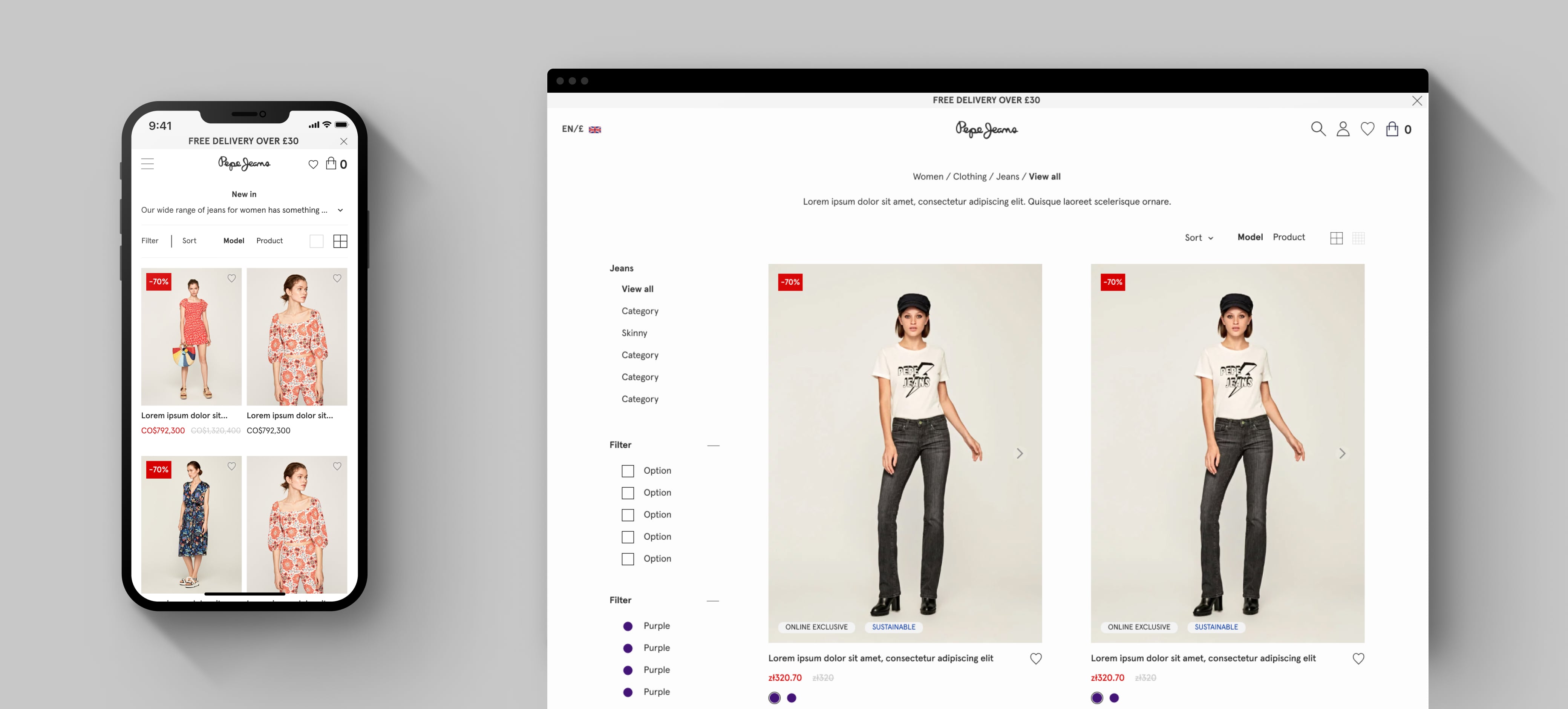 Pepe Jeans product listing page