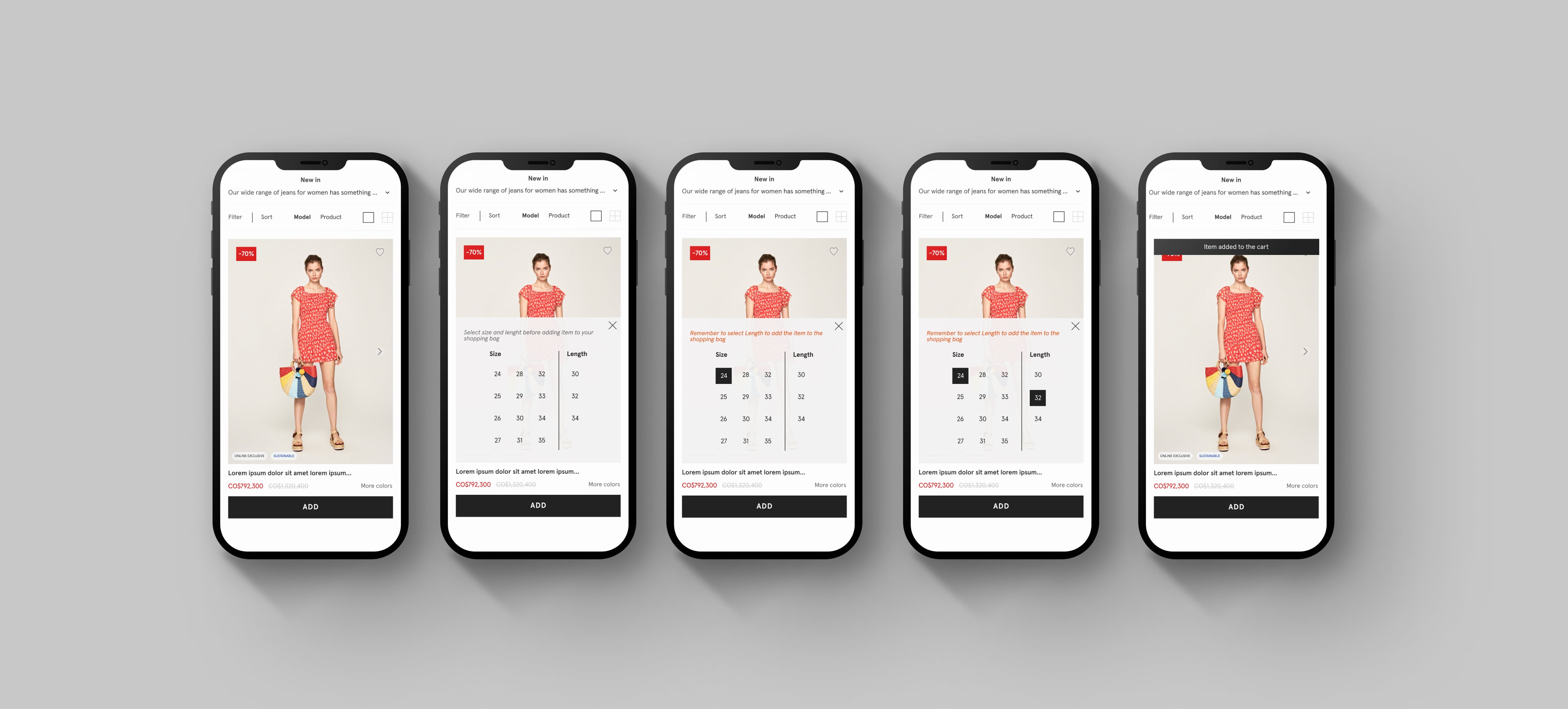 Pepe Jeans product listing page quick shop