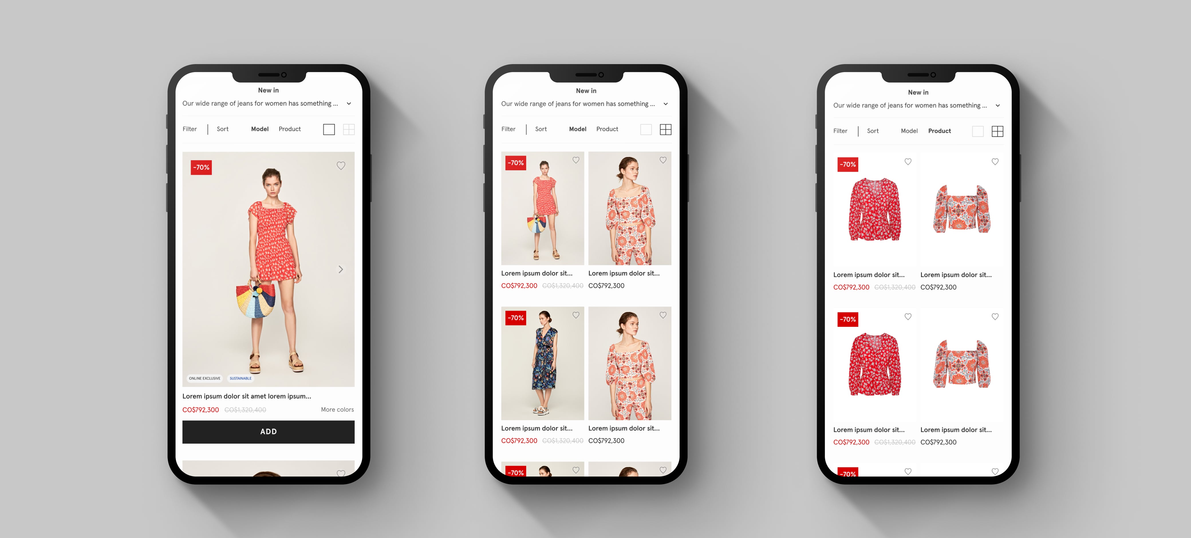 Pepe Jeans product listing page grid
