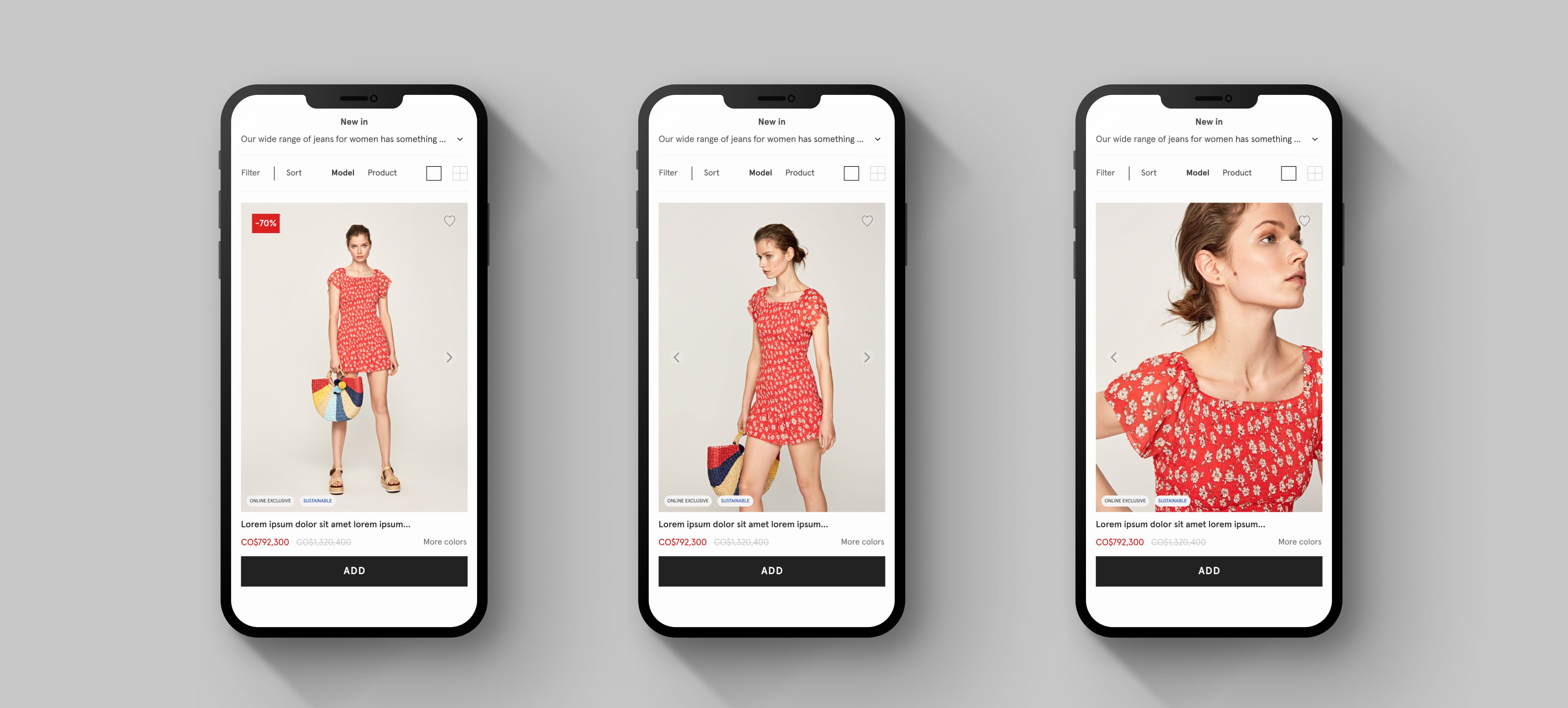 Pepe Jeans product listing page carousel